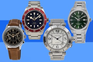 group of watches on blue background