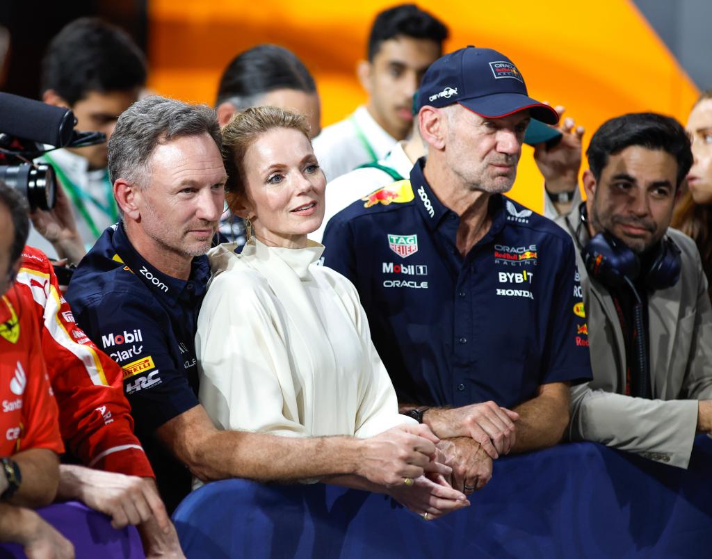 Christian Horner and his wife Geri Halliwell at the F1 Grand Prix of Saudi Arabia at Jeddah Corniche Circuit on March 9, 2024 in Jeddah, Saudi Arabia.  