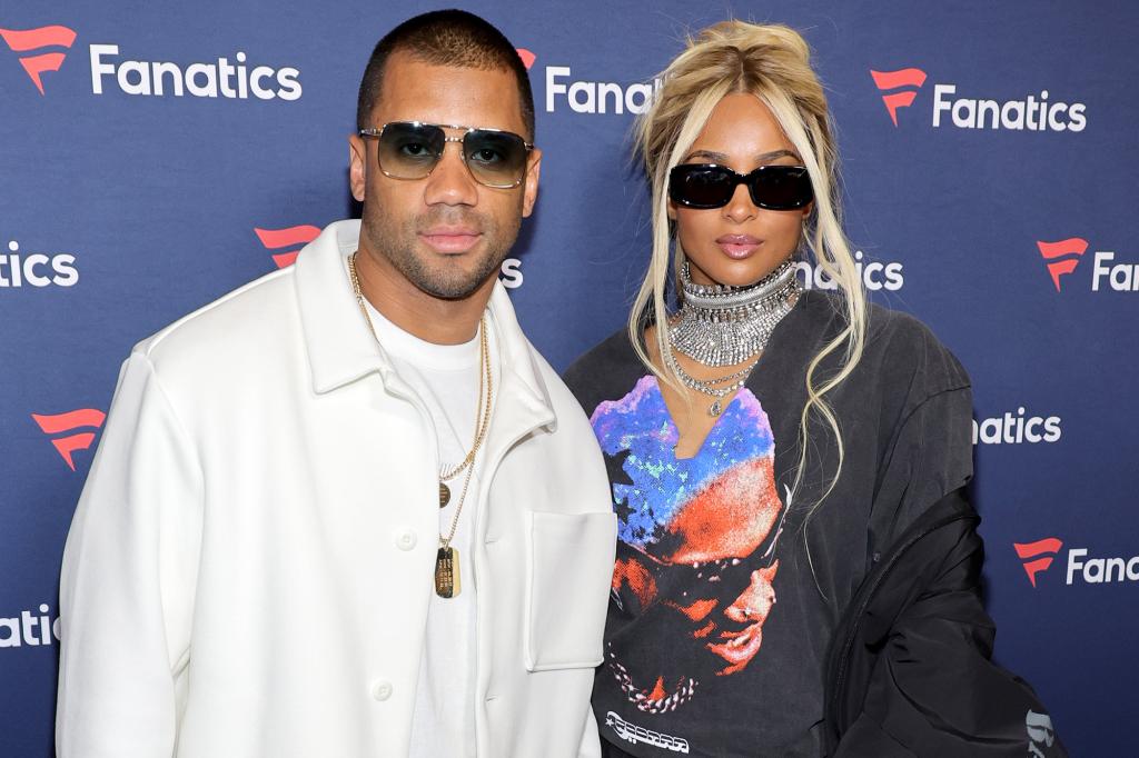 Russell Wilson with wife Ciara in February 2024.