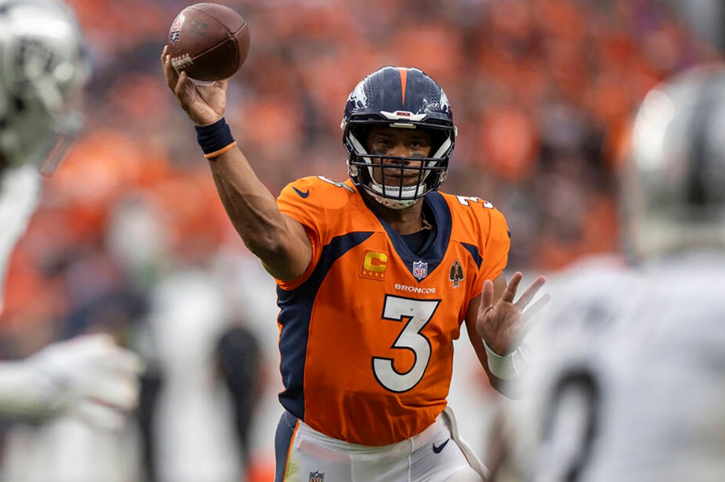 Russell Wilson in action for the Broncos in September 2023.