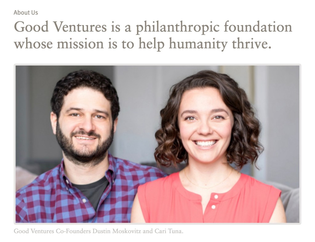 A photo of Dustin Moskovitz with his wife Cari Tuna in which they are both smiling for the camera.