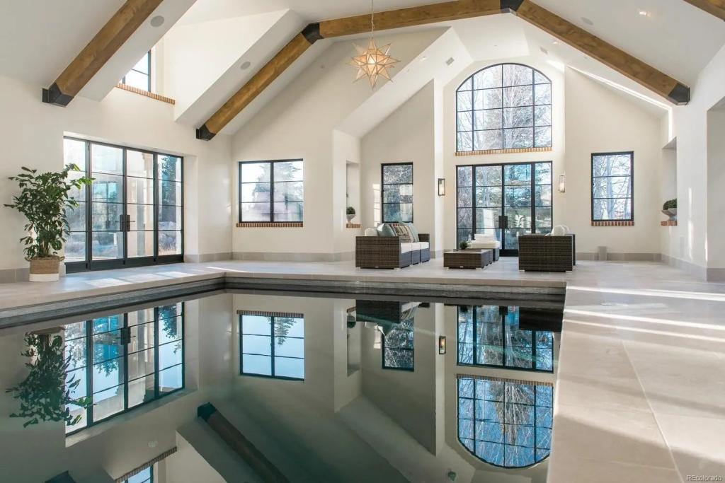 Russell Wilson and Ciara's Denver-area mansion indoor pool. 