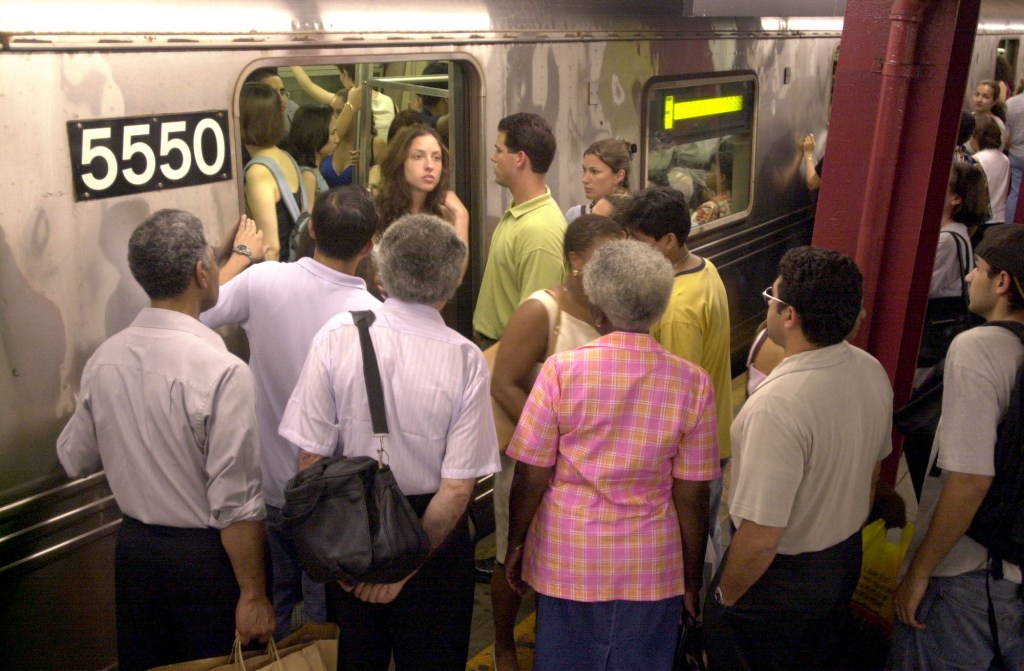 Commuters in the subway. 