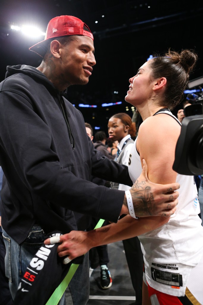 Darren Waller supported Kelsey Plum during the WNBA Finals in 2023.