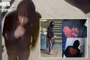 Video released by the NYPD late Sunday shows the perv walking along the sidewalk – at first passing the entrance to the building – but then doubling back when he spots the victim entering, grabbing the door and walking inside.