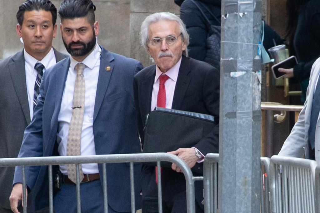 David Pecker leaving court after testifying at former President Donald Trump's Manhattan hush money trial on April 25, 2024.