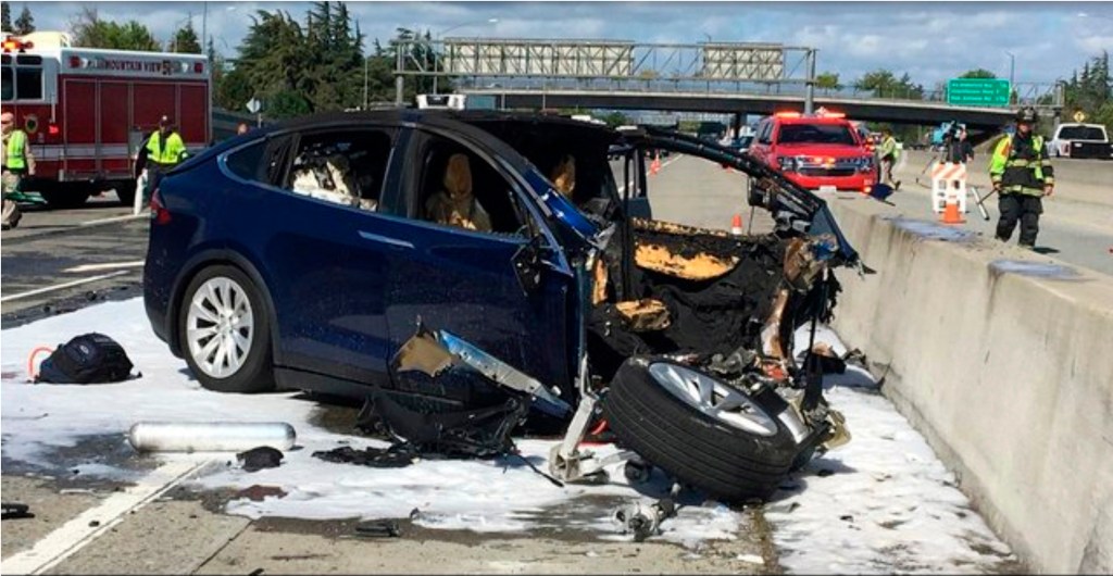 A 2018 crash in California involing Tesla's  self-driving technolog. 