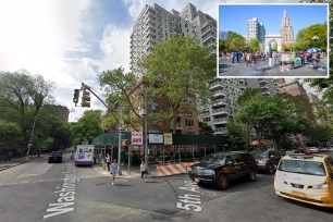 The 27-year-old woman was slugged by a stranger on Washington Square North near 5th Avenue – across the street from the greenspace – around 10:30 a.m., police said. 