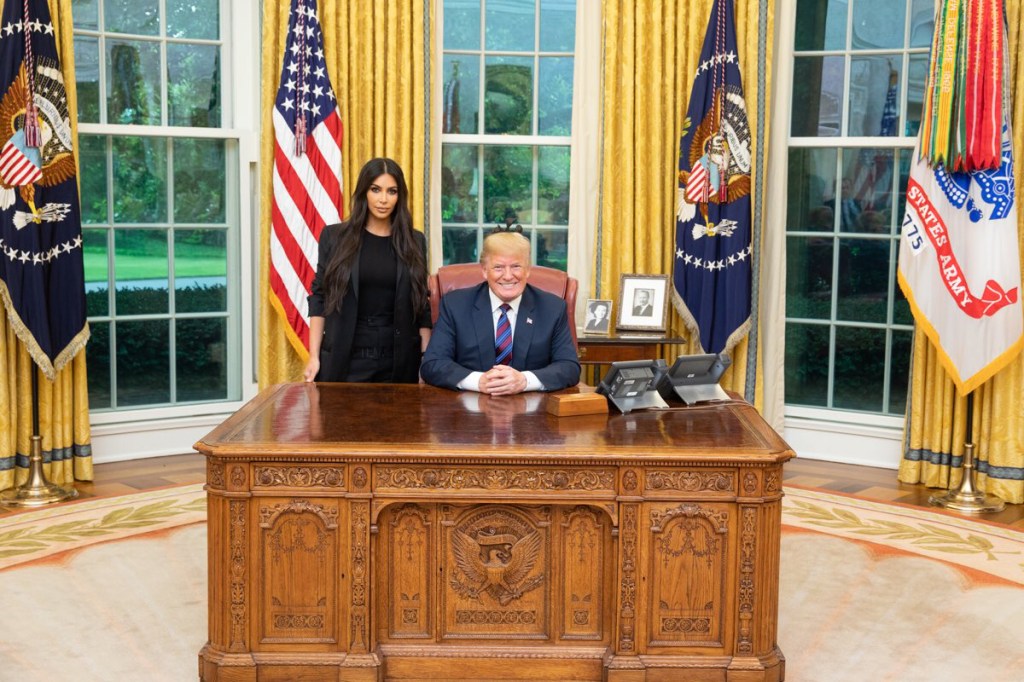 Photo posted to Twitter of Kim Kardashian and President Donald Trump.