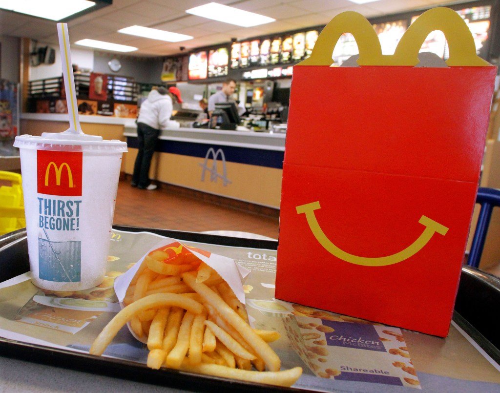 Happy Meals range in price from $4 to $8 depending on the location of the McDonald's restaurant.