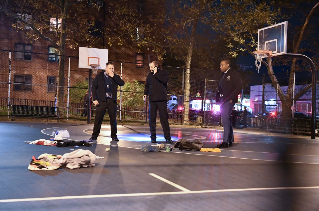Cops on the basketball court.