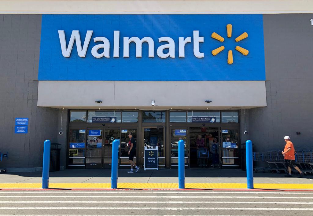 Customers enter a Walmart store on September 03, 2019 in San Leandro, California