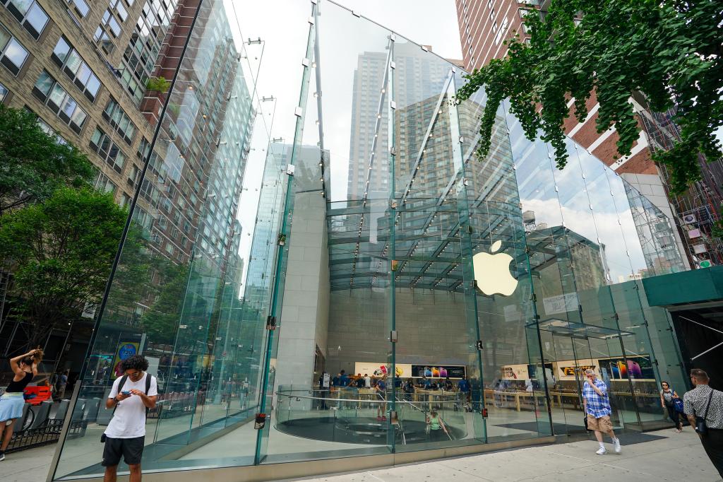 An exterior shot of an Apple Store