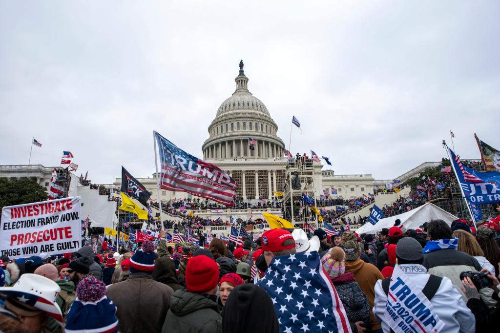 Rioters loyal to President Donald Trump rally at the U.S. Capitol in Washington on Jan. 6, 2021. 