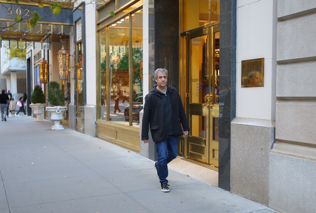 Former Trump attorney Michael Cohen leaves his residence at 502 Park Avenue in Manhattan, NY on November 8, 2023,