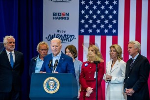 President Joe Biden speaks at a campaign rally as the Kennedy family announces their endorsement of Joe Biden and Kamala Harris in Philadelphia, Pennsylvania, United States on April 18, 2024.