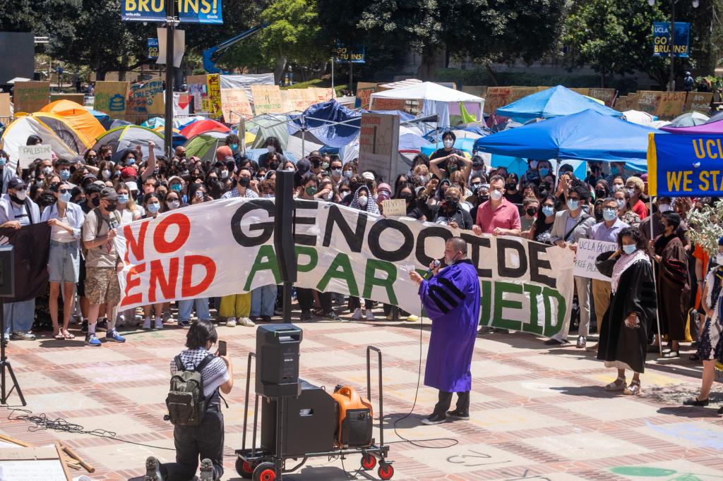 The protest has led to an encampment at the Los Angeles campus.