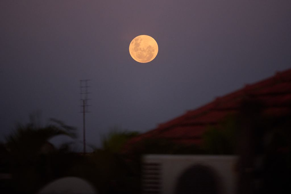 The full moon photographed in Sao Paulo, Brazil.