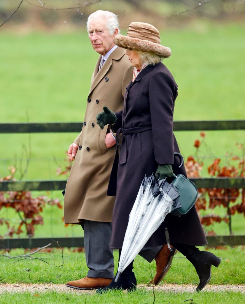King Charles III and Queen Camilla attending Sunday service at the Church of St Mary Magdalene on the Sandringham estate