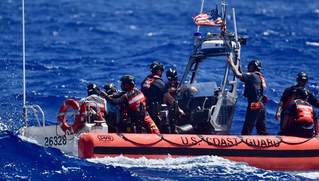 The rescue boat pictured on the water.