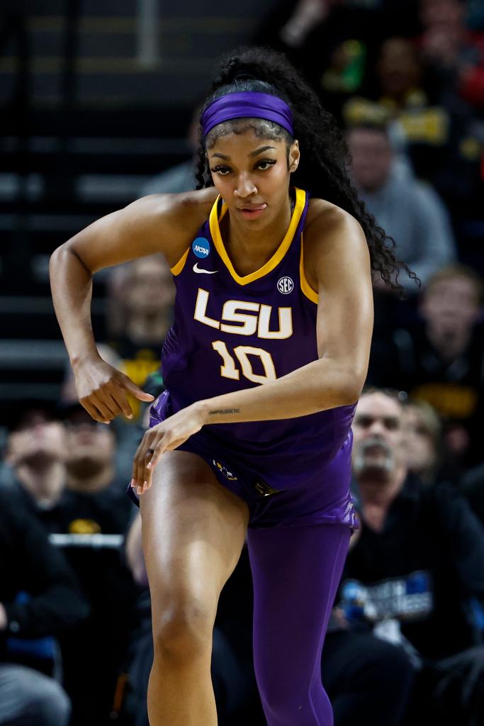 LSU's Angel Reese during the game against Iowa at MVP Arena. 