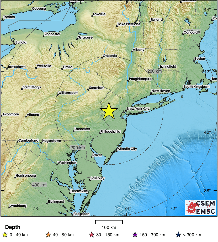 Map of earthquake. 