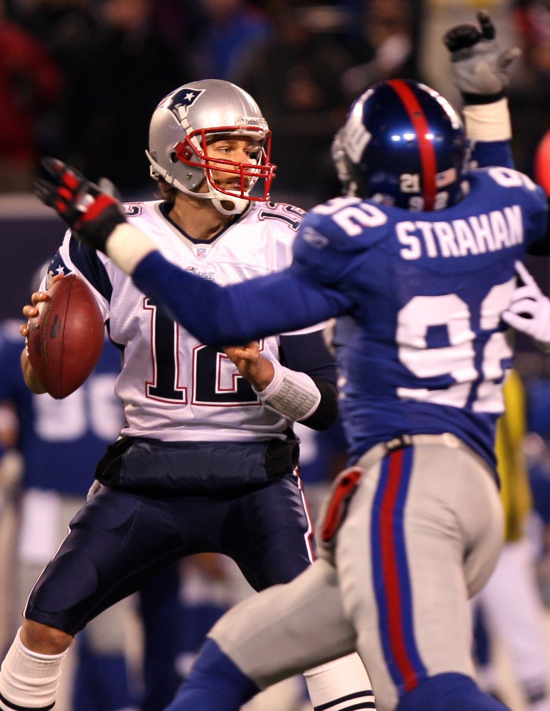 Michael Strahan and the Giants did take down the Patriots a few weeks later in the Super Bowl.