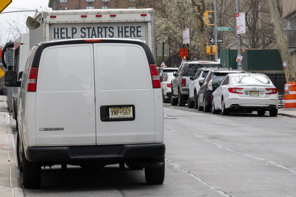 A van on Riverside Drive