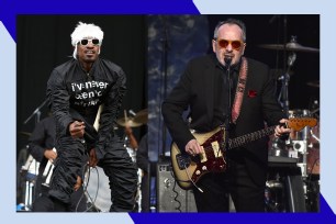 André 3000 (L) and Elvis Costello are headlining at the 2024 Newport Jazz Festival.