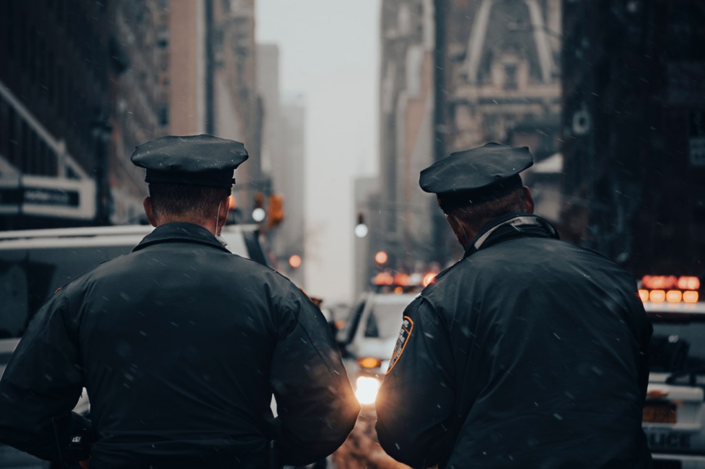 NYPD cops on the beat in Manhattan. 