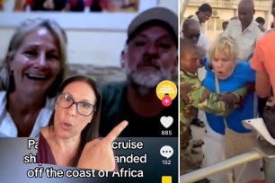 A huge debate has erupted on social media after a eight passengers were left stranded in Africa for failing to make their cruise on time.