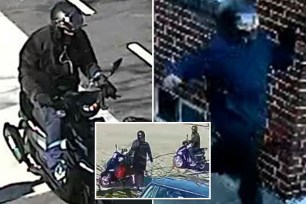 A moped-riding pair ripped off a bag holding more than $150,000 in jewelry – including a diamond-studded chain and a pricey watch — from a man during a broad-daylight Queens heist late last month, cops said. 