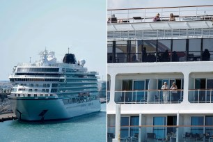 MSC Armonia cruise ship leaves Barcelona's Port, Spain April 4, 2024