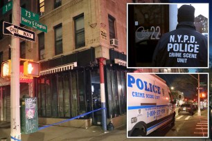 A Pennsylvania man was stabbed to death outside a Brooklyn bar early Sunday.