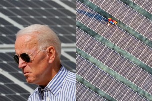 Joe Biden wearing a striped shirt