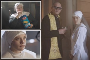 Potato chip commercial featuring nuns at communion.