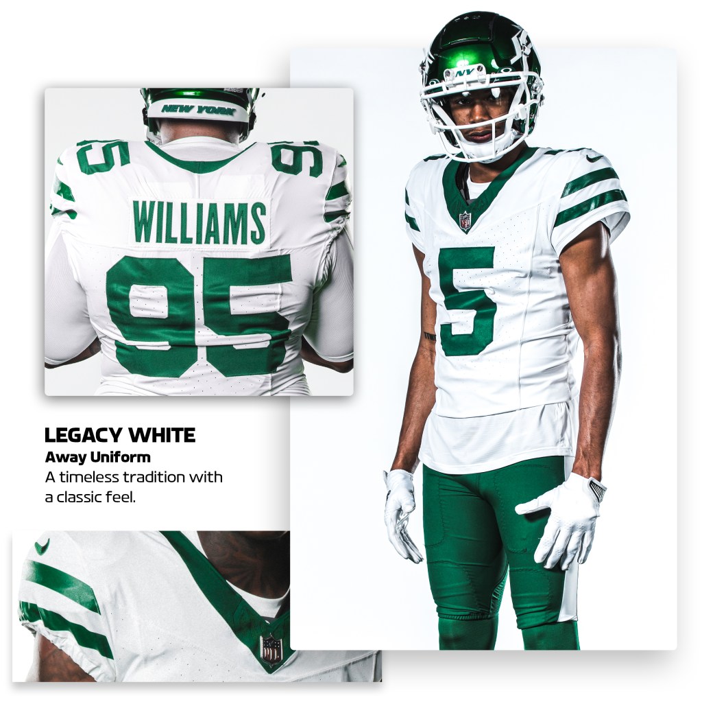 A closer look at the Jets' new white jersey.