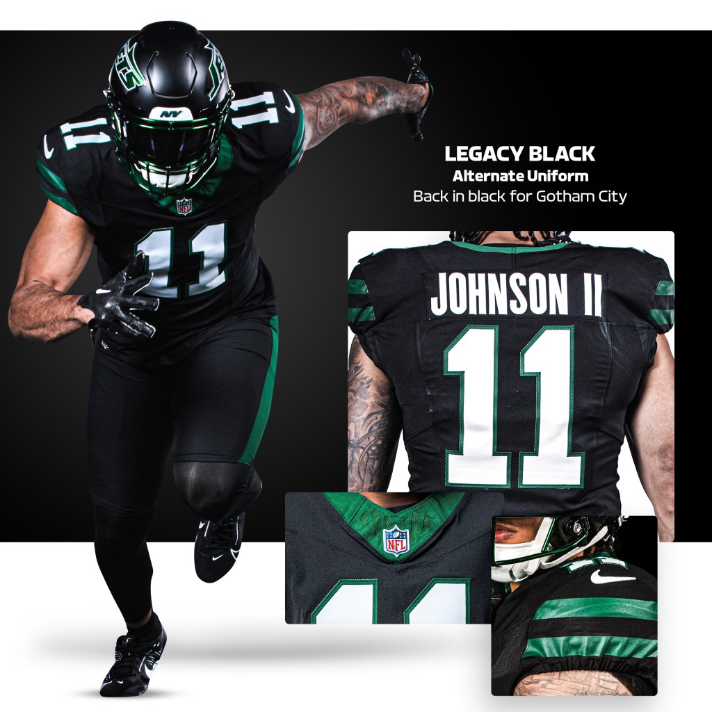 A closer look at the Jets' new black jersey.