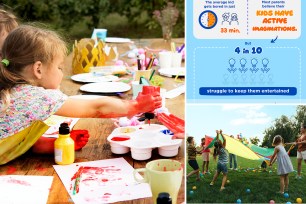 A child painting with red paint