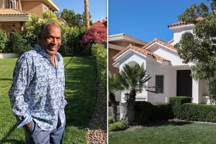 comp image of oj simpson the left and his rented house on the right