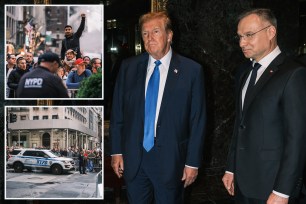 Donald Trump, Polish president, outside Trump Tower