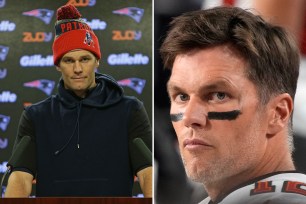 Two photos of Tom Brady