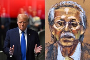 Donald Trump/Court sketch of David Pecker