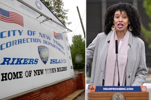 Photo collage of councilmember and department of corrections sign.