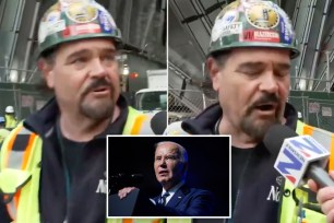 Construction worker; Joe Biden (inset)