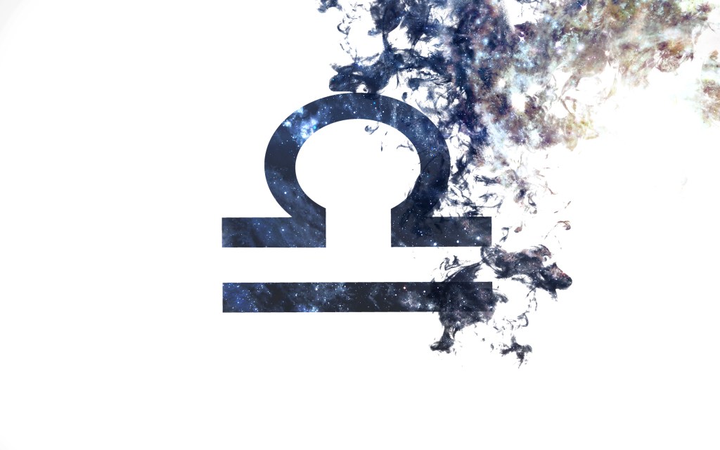 Zodiac sign - Libra. Dust of the universe, minimalistic art. Elements of this image furnished by NASA