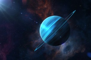 View of planet Uranus from space. Space, nebula and planet Uranus. This image elements furnished by NASA.