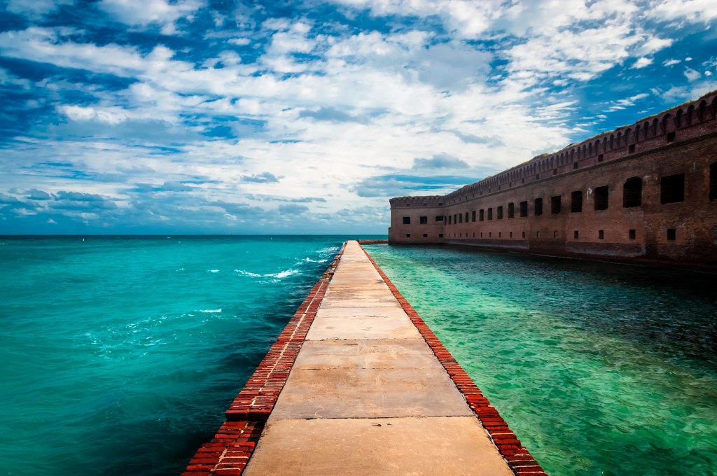 Fort Jefferson is an old fortress in the middle of the Atlantic ocean and now a protected area - Dry Tortugas National Park, Florida - USA