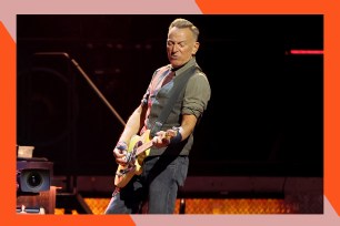 Bruce Springsteen shreds on guitar.