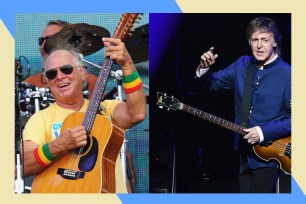 Jimmy Buffett (L) will be paid tribute in concert by Paul McCartney and others at the 'Keep The Party Going' show at Los Angeles' Hollywood Bowl on April 11.